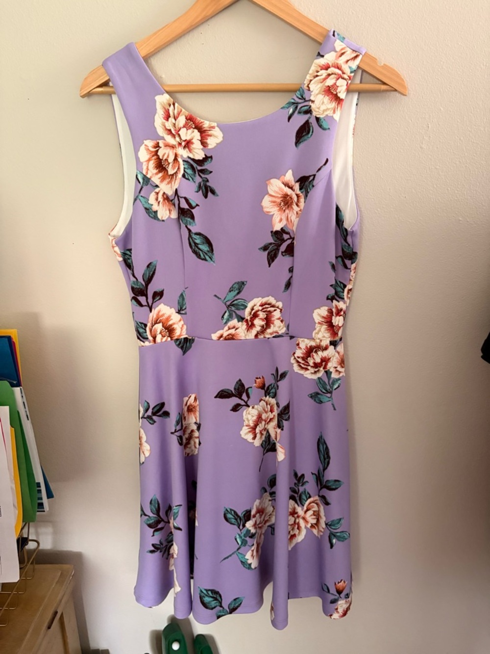 Francesca's Collections Lavender Floral Zip-Front Fit & Flare Mini Dress